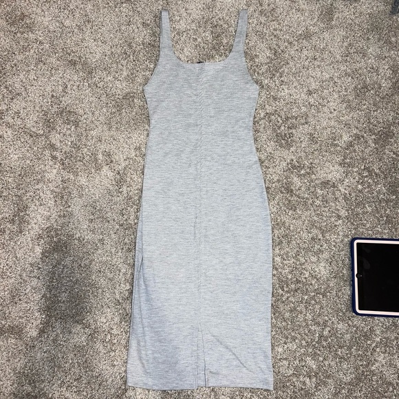 Zara Trafaluc Grey Bodycon Stretch Back Slit Knee Length Casual Dress size S - Picture 3 of 7